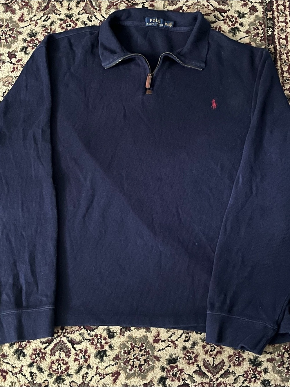 Polo by Ralph Lauren Navy Quarter-Zip with Red Pony